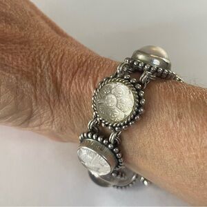 Stephen Dweck Sterling Silver Crystal Quartz, Pearl and Mother of Pearl Bracelet